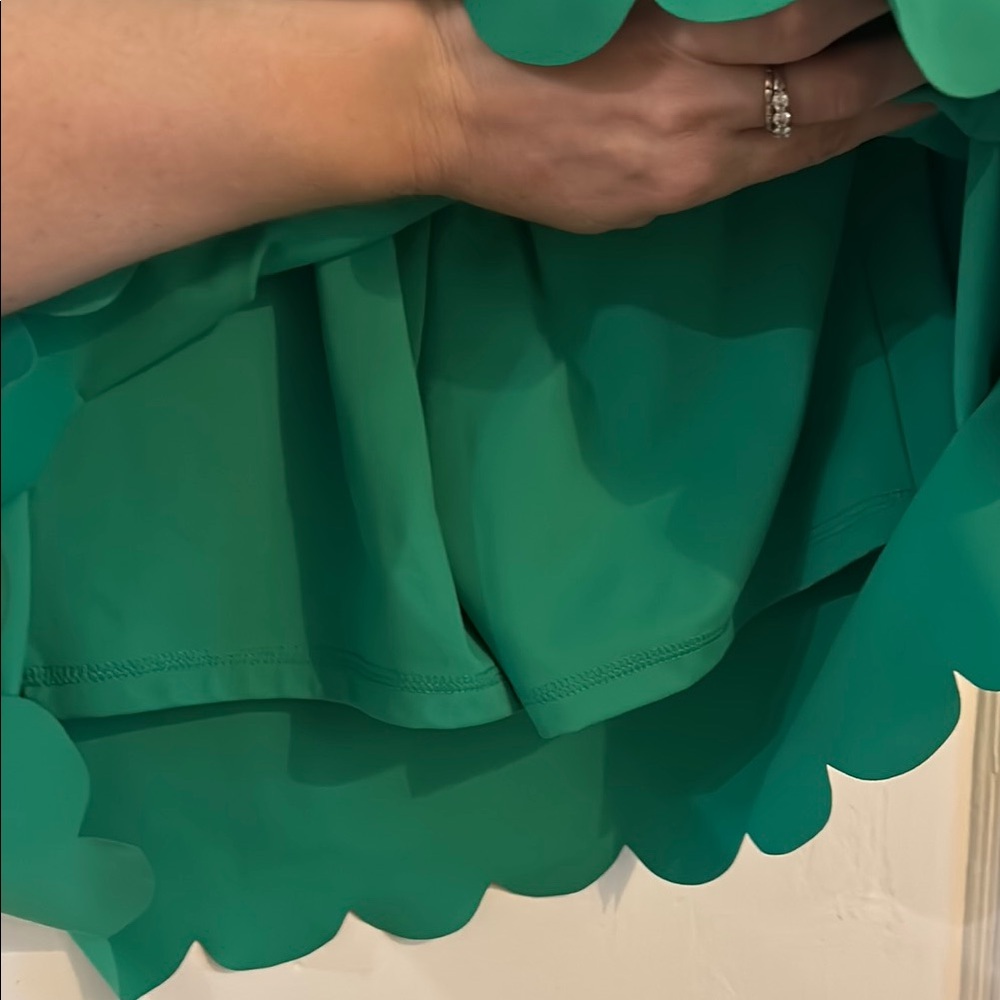 Emerald Green Scalloped Halter Mini Athletic Style Dress built in shorts - Picture 8 of 8